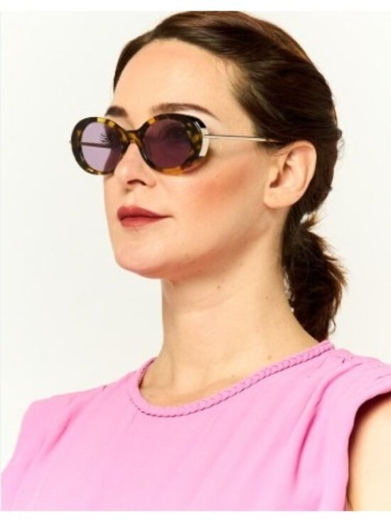 Max Mara MALIBU10 MM0080 53Y Sunglasses Blonde Havana Oval Frame, Violet Lenses main image 8